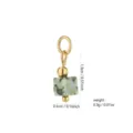 Natural stone square bead charm pendant detail, 18k gold plated metal component, miniature size. - Natural Stone Cube and Round Bead Pendant Style (PJ941)