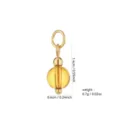 Handmade DIY natural stone round bead pendant with 18k gold plated accessories charm. - Yellow Bead with Metal Ring Pendant Style (PJ948)