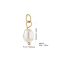 Detailed view of handmade DIY baroque pearl gold pendant component with exact dimensions. - Baroque Artificial Pearl with Bottom Bead Charm Style (PJ949)