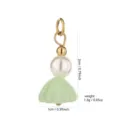Detailed close-up view of the 18K gold-plated DIY pearl and green dress pendant charm. - Artificial Pearl with Green Shell Skirt Pendant Style (PJ960)