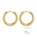 Gold hoop earrings basic round tube design lightweight jewelry accessories 1.7cm diameter - Pair of Hoop Earrings [Wire 2.5MM ID 12MM]