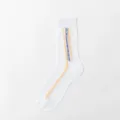 White thin nylon jacquard socks for men, comfortable loose top dress socks with stripes. - Size 38-44 / White