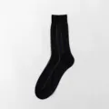 Men's thin nylon dress socks with vintage vertical stripes and comfortable loose top. - Size 38-44 / Black