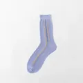 Thin nylon crew socks for men with vertical yellow jacquard pattern in light blue shade - Size 38-44 / Gray