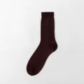 Men's thin nylon crew socks in dark brown with rib knit texture and blue stitching details. - Size 38-44 / Coffee