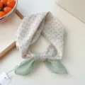 Baumwolle Leinen Pünktchen Kopftuch französisches Retro Dreieck Haarband für Strandurlaub - 177#-Polka Dot Grün / Einheitsgröße