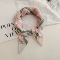 Pink Striped Cotton Linen Triangular Headscarf Fashion Retro Hair Band Scarf for Women - 180#-Pink Floral / One Size