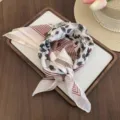 Cotton linen floral triangular headscarf retro French style hair band beach vacation scarf - 183#-White Flower / One Size