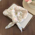 Vintage floral cotton linen triangular scarf, elegant French style hair band for women. - 184#-Green Flower Style / One Size