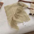Cotton linen polka dot triangle headscarf French retro hair band beach vacation fashion accessory - 187#-Yellow Sunflower / One Size