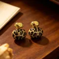 Autumn winter retro metal flocked leopard print earrings luxury high-end niche design jewelry - Gold