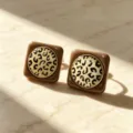 Vintage leopard print square stud earrings for women, chic metal luxury fashion jewelry. - Brown Resin Square Leopard
