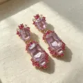 Vintage court style purple rhinestone drop earrings elegant long crystal dangle earrings for women - Amethyst Drop Earrings