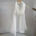 White crinkled sheer scarf lightweight breathable sun protection beach shawl for summer daily - Regular Fit / White