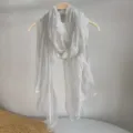 Lightweight textured pleated scarf, ideal summer sun protection and beach shawl. - Regular Fit / Light Gray