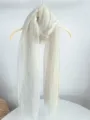Detailed view of lightweight textured wrinkled scarf in off-white, perfect for summer sun protection. - Fringed Style / 70x180cm / Khaki