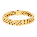 Classic men's gold cuban link bracelet made of durable titanium steel for a bold trendy look. - Width 9mm Length 20cm / Gold