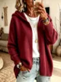 Cardigan en tricot à capuche et manches longues pour femmes manteau décontracté d'automne. - Bordeaux