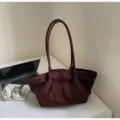 Brown suede tote bag for women, large capacity casual shoulder bag, retro commute underarm bag. - No Pendant / Coffee
