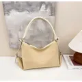 Bolso de hombro vintage de ante otoño invierno gran capacidad bolso de axila chic. - Sin colgante / Blanco Roto