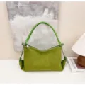 Bolso de hombro vintage de ante de otono invierno gran capacidad bolso de mujer - Sin colgante / Verde