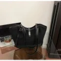 Black retro suede tote bag for women, large capacity shoulder bag for daily commute. - No Pendant / Black