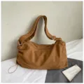 Retro brown suede underarm shoulder bag, stylish casual everyday crossbody hobo bag. - No Pendant / Brown