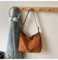 Sac Bandoulière Hobo en Daim Marron Rétro Casual Sac Cabas avec Sangle en Cuir - Sans pendentif / Marron