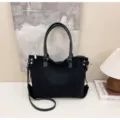 Black vintage suede tote bag, large capacity stylish shoulder bag for women daily commute. - No Pendant / Black