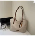 Vintage suede tote bag for women, stylish casual large capacity shoulder bag for daily commute. - With Pendant / Off White