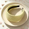 Yellow polka dot wide headband for women, stylish high crown hair hoop and hair accessory. - Yellow Polka Dot