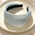 Light blue polka dot wide headband for women, stylish hair hoop, daily fashion hair accessory. - Blue Polka Dot