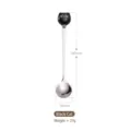 Stainless steel long-handled coffee spoon with black cat ceramic handle, 160mm length. - Black