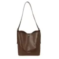 Brown crocodile pattern shoulder bag women stylish bucket bag commuter tote bag main view - Coffee Brown