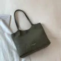 Sac cabas vintage en cuir vert foncé pour femme, grand sac porté épaule, sac de ville élégant - Vert Sans Pendentif