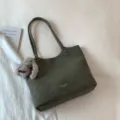 Sac cabas vintage de grande capacité pour femme, sac à épaule bandoulière mode décontracté. - Vert avec Breloque