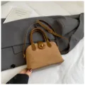 Stylish brown suede women handbag vintage shoulder crossbody bag with retro lock chic design - Brown No Pendant
