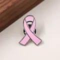 Broche esmaltado de cinta rosa,insignia de concientizacion sobre cancer de mama,accesorio metal. - Rosa Claro con Borde Plateado