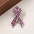 Broche de cinta de diamantes de imitación rosa, elegante insignia de corsé de metal. - Base de Plata Diamante de Imitación Rosa