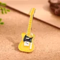 Cute yellow electric guitar metal enamel pin brooch badge clothing accessory close-up view - Guitar-Yellow