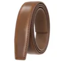 Homme marron cuir automatique sangle de ceinture 3.5 cm largeur ceinture de rechange sans boucle. - 60 Grain Brun Jaune Sangle