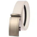 Ceinture en cuir blanc pour homme avec boucle automatique en métal pour style décontracté. - 120cm / Blanc