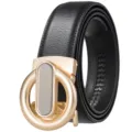 Detailed close-up showing the premium black leather strap and elegant gold buckle. - Matte Gold Buckle with Black Strap