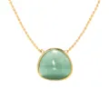 Elegant gold-plated chain necklace featuring a smooth green gemstone pendant for women. - Gold + Green Chalcedony Look