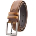 Ceinture en cuir marron pour homme avec boucle ardillon classique et coutures élégantes. - Marron Jaune / 110-130CM