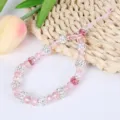 Rosa Kristall Strass Handy Ketten Armband Detailaufnahme, glitzernde Perlen Handgelenk Kordel. - A141 Gips Armband Stil / Rosa
