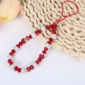 Rote Kristall und Strass Perlen kurze Handy Kette Handgelenk Handschlaufe Detailansicht. - A143 Gips Armband Stil / Rot