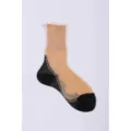 Calzini corti trasparenti in nylon da donna con punta nera e motivo diagonale a quadri. - Taglia 25 (EU 39-40) / Base Nera