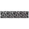 Black and white leopard print fabric headband detail view, elastic athletic hair band. - White Leopard