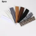 8pcs set solid color and leopard print stretch sports yoga headbands sweat absorbent hair band - 8 Pieces/Pack